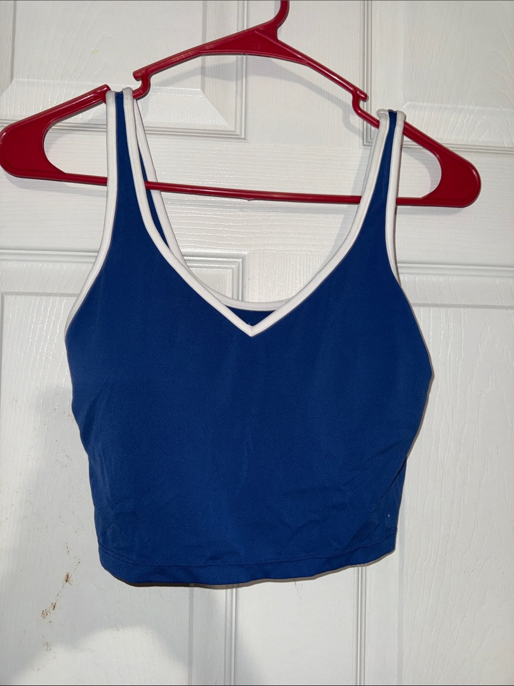 aerie Royal Blue Cropped Tank with White Trim